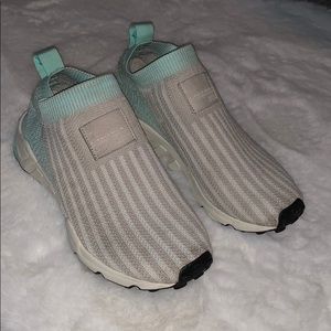 Adidas teal gray white and black sneakers